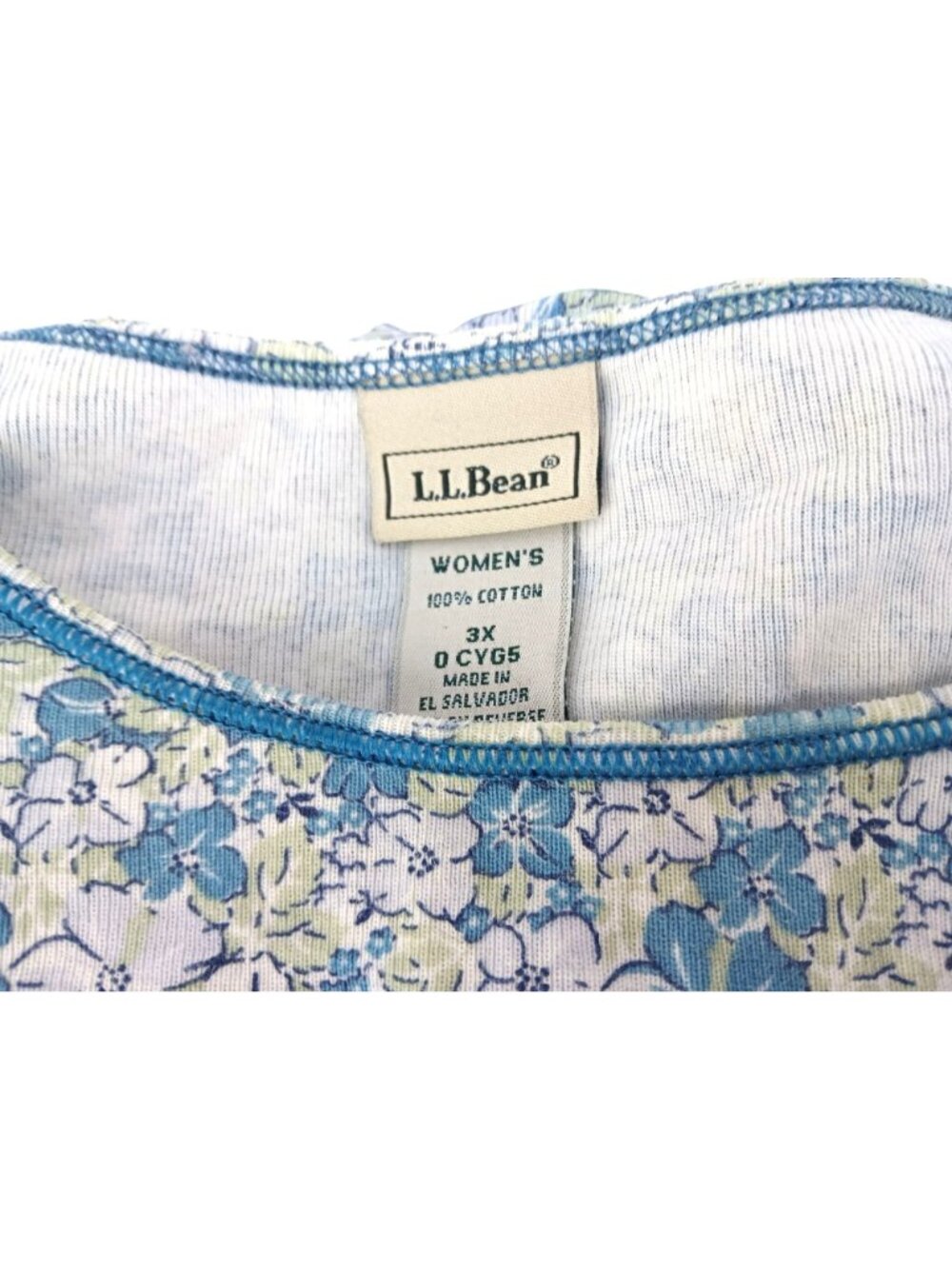 L.L. Bean Womens 3X Plus Floral Long Sleeve Tops 100% Cotton Pink Blue Scoop - Picture 5 of 10